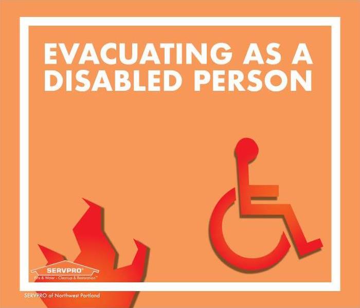 disabled and fire graphic against orange.